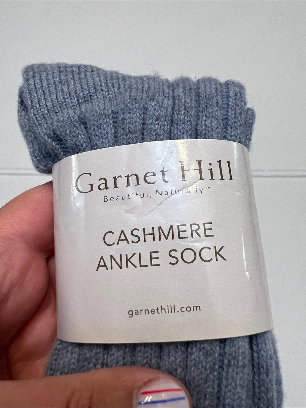 GARNET HILL BLUE CASHMERE ANKLE SOCKS SOFT MADE IN THE USA
